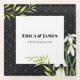 Wasserfarbe Kleine weiße Schneeflocken & Laurel Da Glasuntersetzer