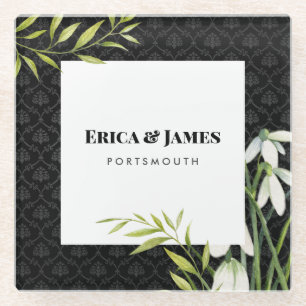 Wasserfarbe Kleine weiße Schneeflocken & Laurel Da Glasuntersetzer