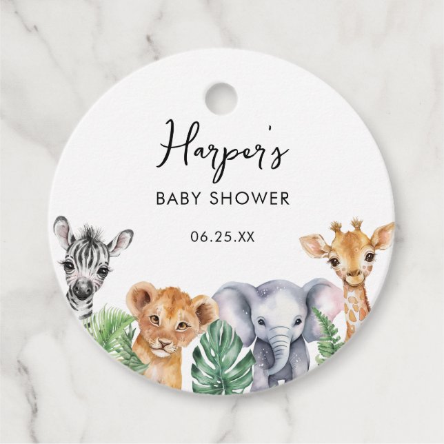 Wasserfarbe Kleine Wild One Safari Babydusche Geschenkanhänger (Vorderseite)