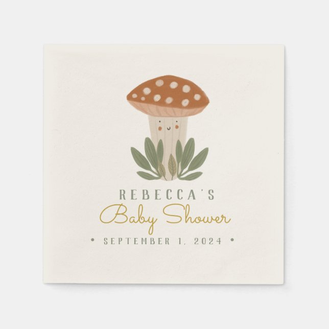Wasserfarbe Kleiner Pilz Napkins Serviette (Vorderseite)