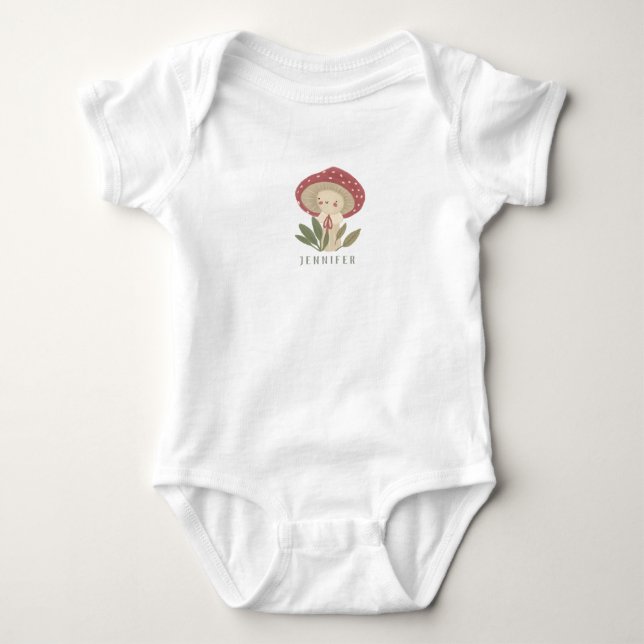 Wasserfarbe Kleiner Pilzname Baby Bodysuit Baby Strampler (Vorderseite)