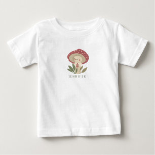 Wasserfarbe Kleiner Pilzname Baby Bodysuit T-shirt