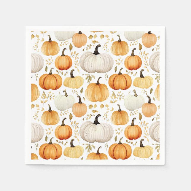 Wasserfarbe Kleiner Pumpkin Gemustert Serviette (Vorderseite)