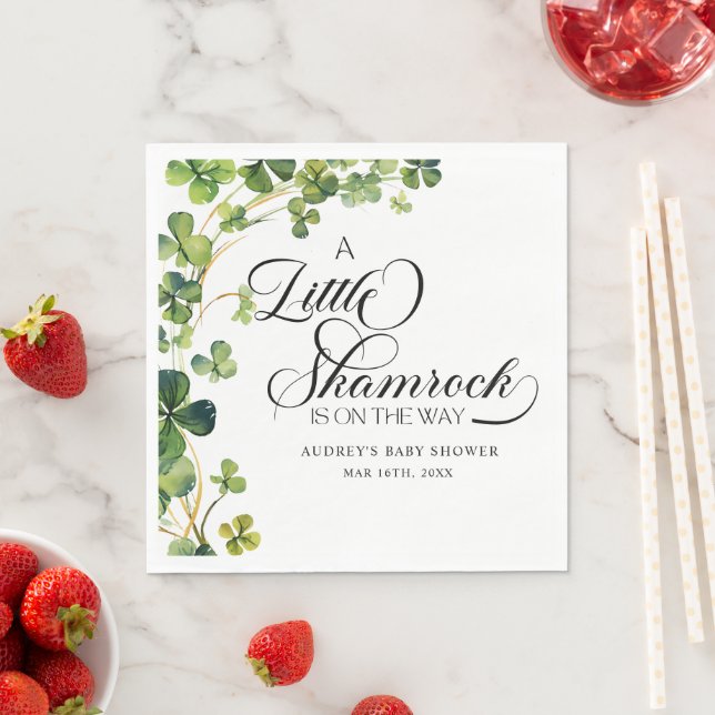 Wasserfarbe Kleines Kleeblatt Script Kinderdusche Serviette (Beispiel)