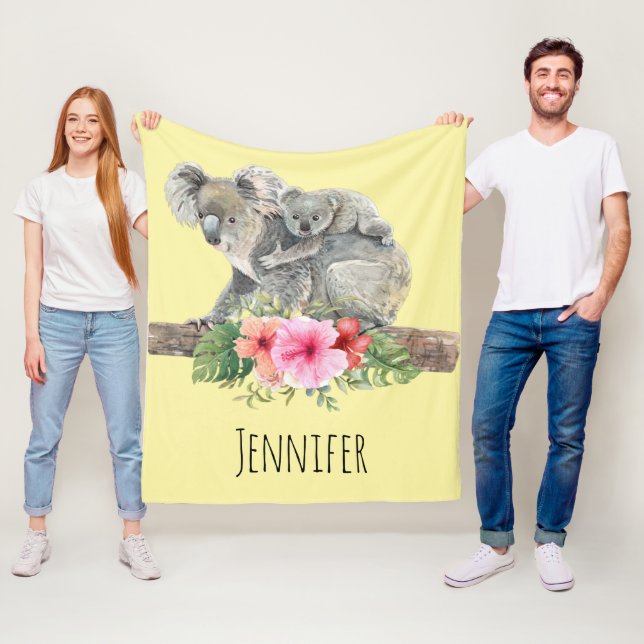 Wasserfarbe Koala Bears Niedliche Mama & Baby Fleecedecke (Beispiel)