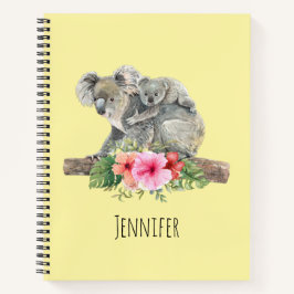 Wasserfarbe Koala Bears Niedliche Mama & Baby Notizbuch