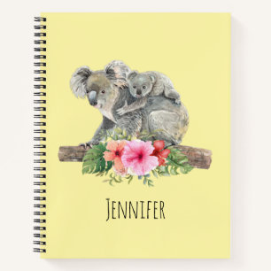 Wasserfarbe Koala Bears Niedliche Mama & Baby Notizbuch