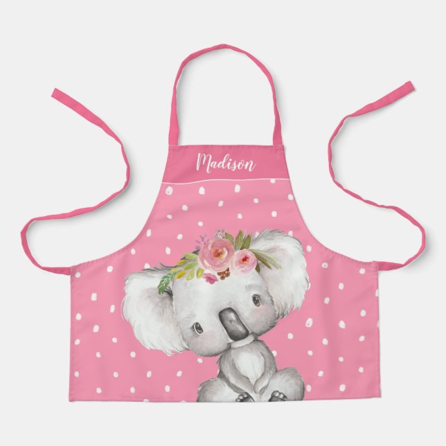 Wasserfarbe Koala Rosa Personalisierte Kids Schürze (Vorderseite)