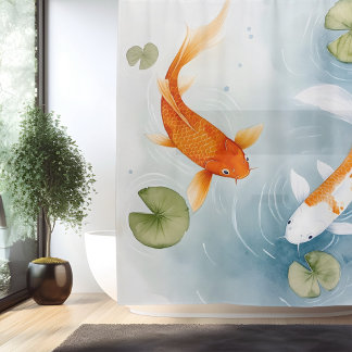 Wasserfarbe Koi Teich Serenity japanischer Stil Duschvorhang