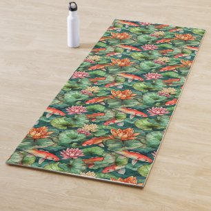 Wasserfarbe Koi und Lilien Yoga Mat Yogamatte