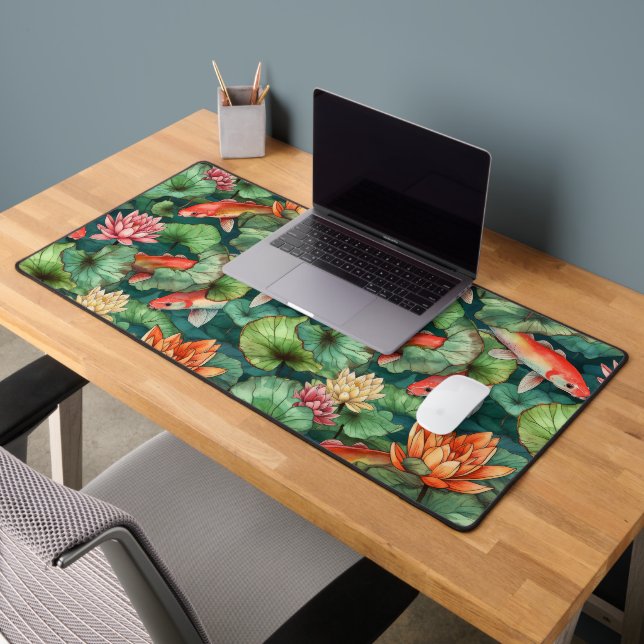 Wasserfarbe Koi und Lilies Desk Mat Schreibtischunterlage (Büro 2)
