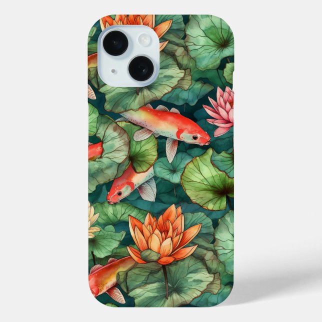 Wasserfarbe Koi und Wasserlies selten Case-Mate iPhone Hülle (Rückseite)