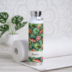 Wasserfarbe Koi & Wasser Lilien Name Wasser Flasch Trinkflasche