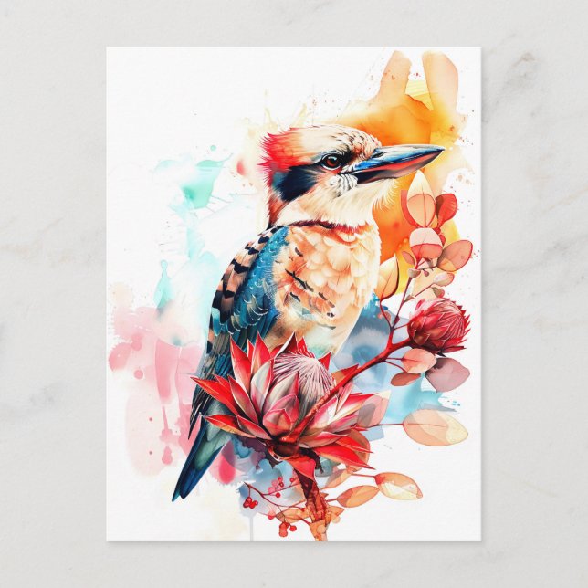 Wasserfarbe Kookaburra für Protea Postkarte (Vorderseite)