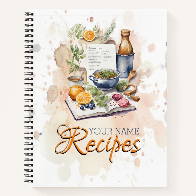 Wasserfarbe Küche Rezept Modernes Kochbuch Notizbuch (Vorderseite)