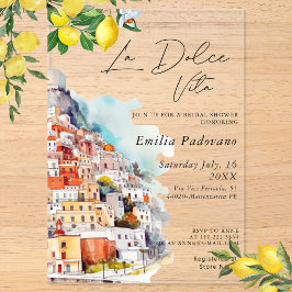 Wasserfarbe La Dolce Vita Italienisches Brautparty Acryleinladungen