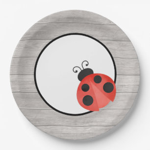 Wasserfarbe Ladybug auf Holz-Party Pappteller