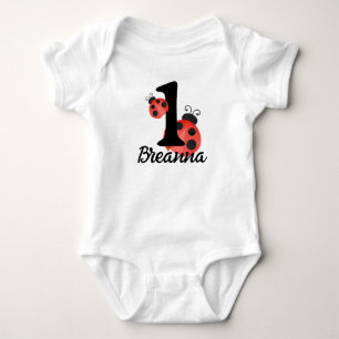 Wasserfarbe Ladybug Erstgeburtstag Party Bodysuit Baby Strampler