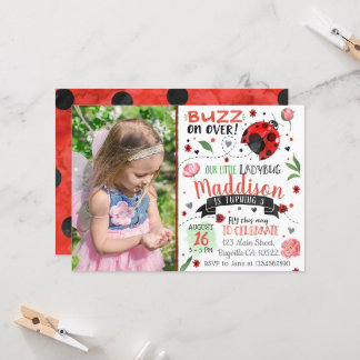 Wasserfarbe Ladybug Geburtstag Einladen mit Foto Einladung