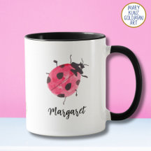 Wasserfarbe Ladybug HandIllustrierter Valentinstag
