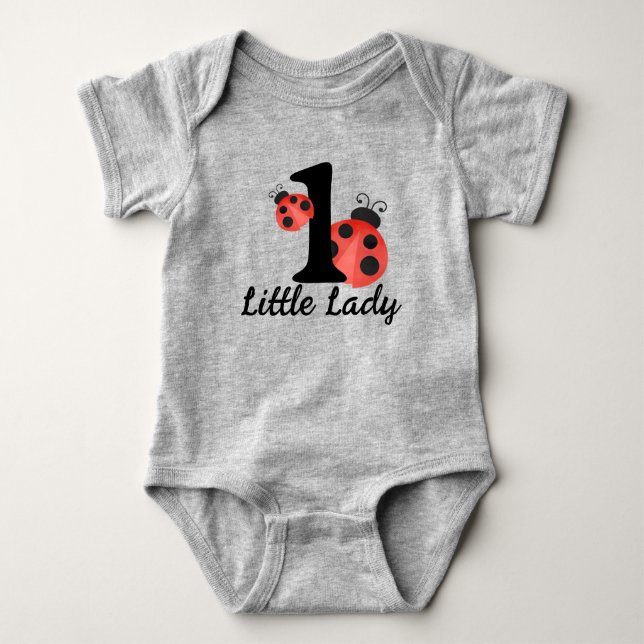 Wasserfarbe Ladybug Little Lady Birthday Bodysuit Baby Strampler (Vorderseite)