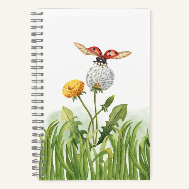 Wasserfarbe Ladybug und Lüster Notizbuch (Vorderseite)