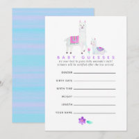Wasserfarbe Lama Thema Baby Shower Guessing Game