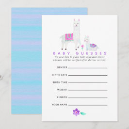 Wasserfarbe Lama Thema Baby Shower Guessing Game Einladung