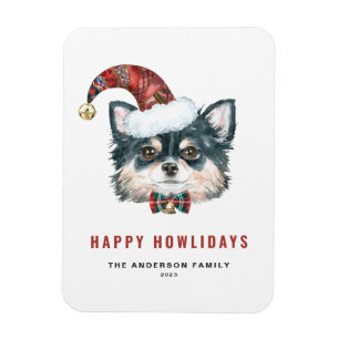 Wasserfarbe Langhaarige Chihuahua Happy Howlidays Magnet