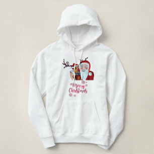 Wasserfarbe Laughing Santa Claus Rudolf lächeln Hoodie