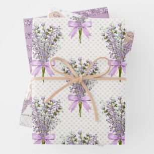 Wasserfarbe Lavender Bouquet Geschenkpapier Set