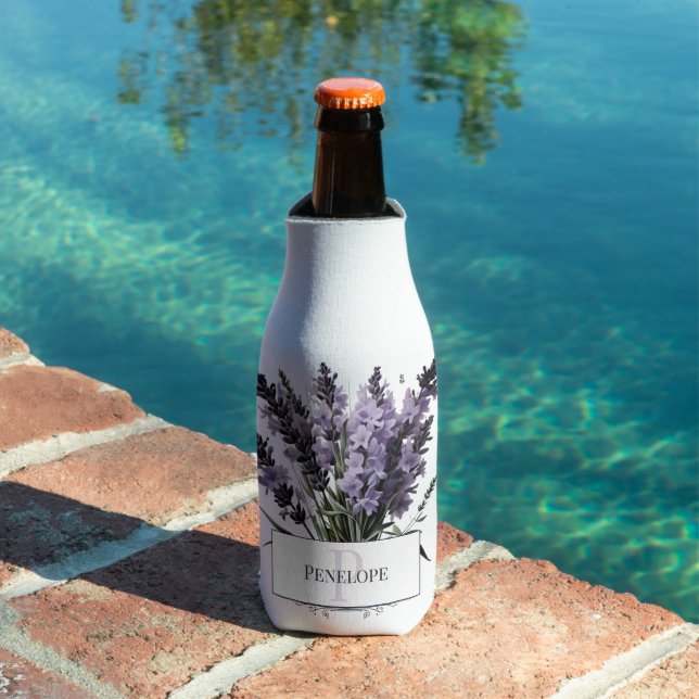 Wasserfarbe Lavender Bouquet Personalisiert Flaschenkühler (In Situ Pool)