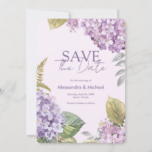 Wasserfarbe Lavender Hydrangea Save the Date Einladung