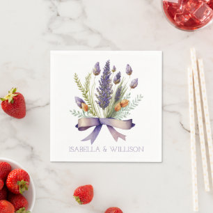 Wasserfarbe Lavenders Bouquet Wedding Serviette