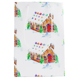 Wasserfarbe Lebkuchen Haus Niedlich Frohe Weihnach Mittlere Geschenktüte