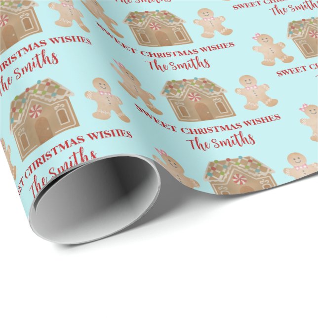 Wasserfarbe Lebkuchen Sweet Christmas wünscht Wrap Geschenkpapier (Rolleneckpunkt)