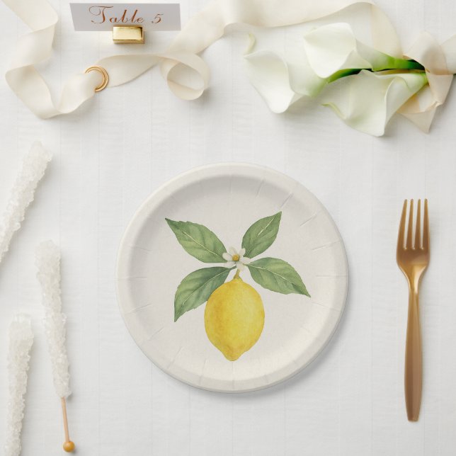 Wasserfarbe Lemon Birthday Pappteller (Hochzeit)