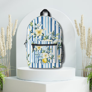 Wasserfarbe Lemon Blauer Streifen Bedruckter Rucksack