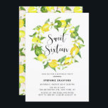 Wasserfarbe Lemon Blossom Wreath Süße 16 Party Einladung<br><div class="desc">Laden Sie Familie und Freunde zu Ihrer Geburtstagsfeier mit dieser individuellen Einladung ein. Diese Party Einladung von 16 . Geburtstag bietet Aquarellbilder,  Zitronenblüten und Grünkränze mit einem passenden Zitronenmuster. Diese Zitruseinladung ist perfekt zum Sommergeburtstag. Persönliche Daten,  aber unter Angabe von Namen,  Uhrzeit,  Datum,  Veranstaltungsort und anderen Veranstaltungsdetails.</div>