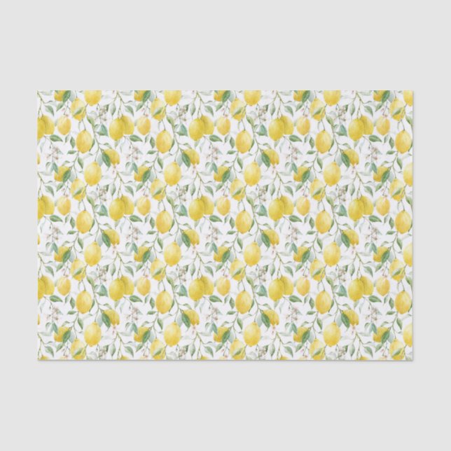 Wasserfarbe Lemon Bouquet Sommermuster Seidenpapier (Vorderseite)