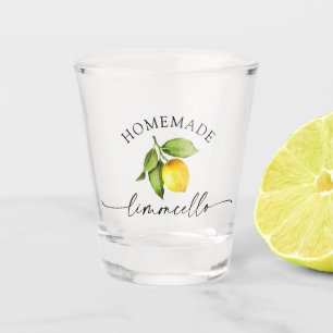 Wasserfarbe Lemon Calligraphie Homemade Limoncello Schnapsglas