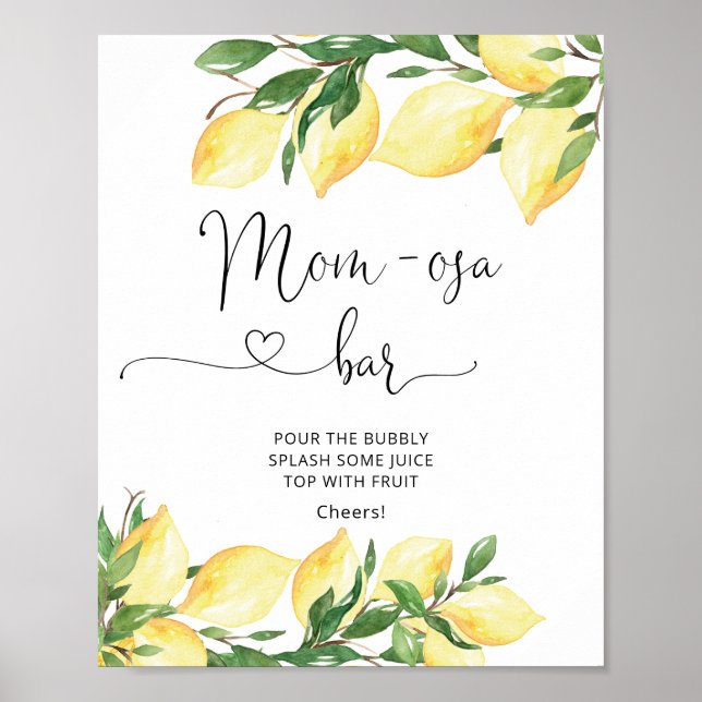 Wasserfarbe Lemon Kinderdusche Mama-osa-Bar Zeiche Poster (Vorne)