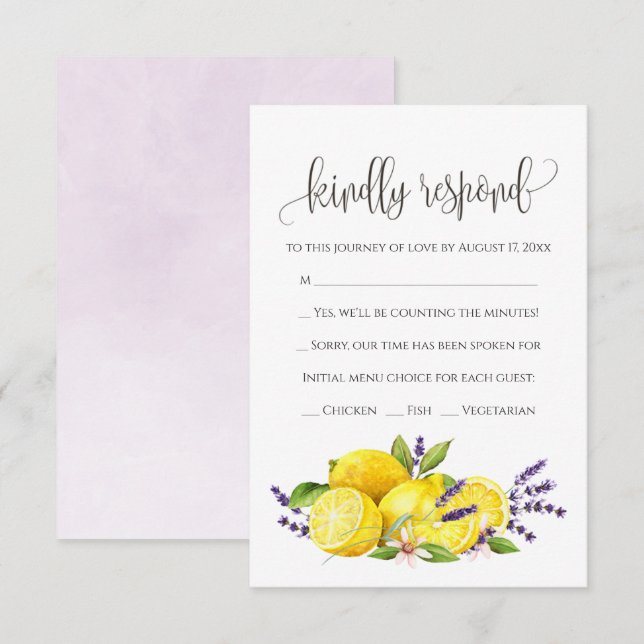 Wasserfarbe Lemon Lavender Boho UAWG Begleitkarte (Vorne/Hinten)