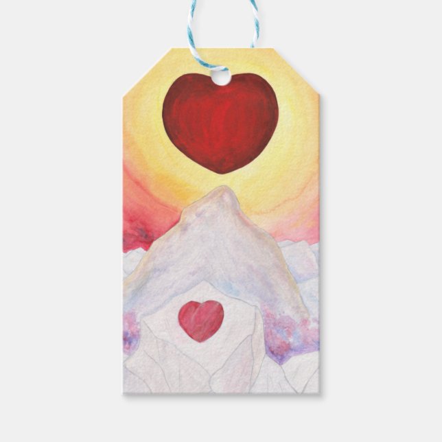 Wasserfarbe Liebe im Herzen der Berge Geschenkanhänger (Vorderseite)