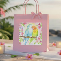 Wasserfarbe-Liebesvögel mit rosa Blumen