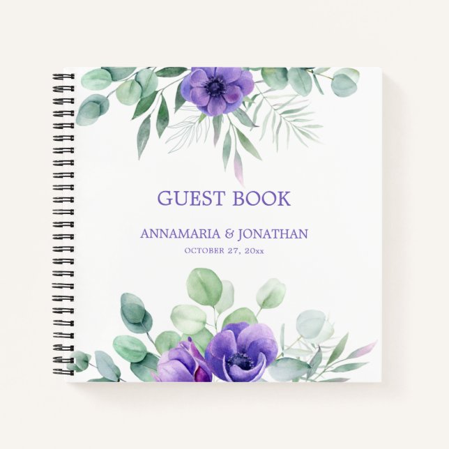 Wasserfarbe Lila Anemones Blumenbuch Notizbuch (Vorderseite)