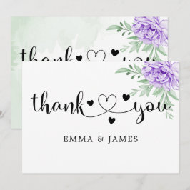 Wasserfarbe Lila Blooms Bouquet Wedding Dankeskarte