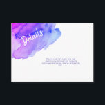 Wasserfarbe Lila Blue Bat Bar Mitzvah Details Begleitkarte<br><div class="desc">Aquarellblau lila</div>