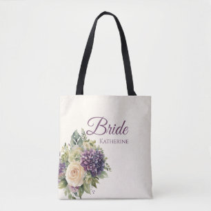 Wasserfarbe Lila Blume Bouquet-Bride- Tasche