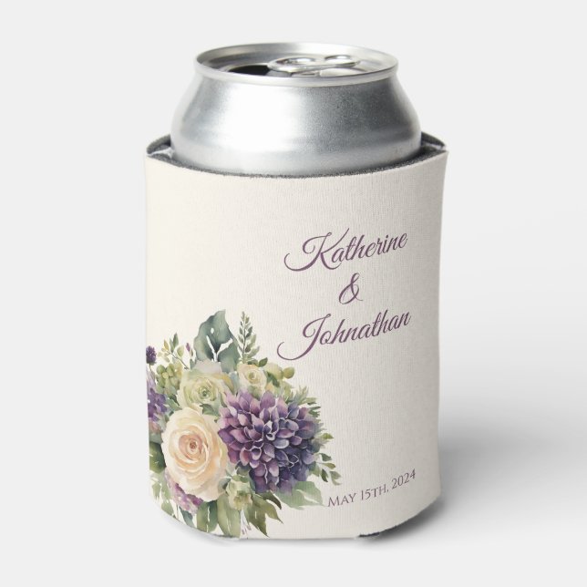 Wasserfarbe Lila Blume Bouquet-Wedding- Dosenkühler (Kanne Vorderseite)